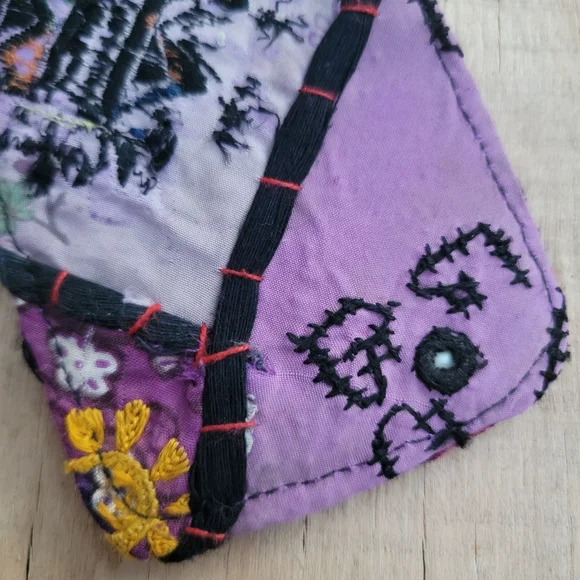 🎱🔮 Free People Boho Embroidered Repurposed vtg banjara hippie Wallet card case - Picture 12 of 16
